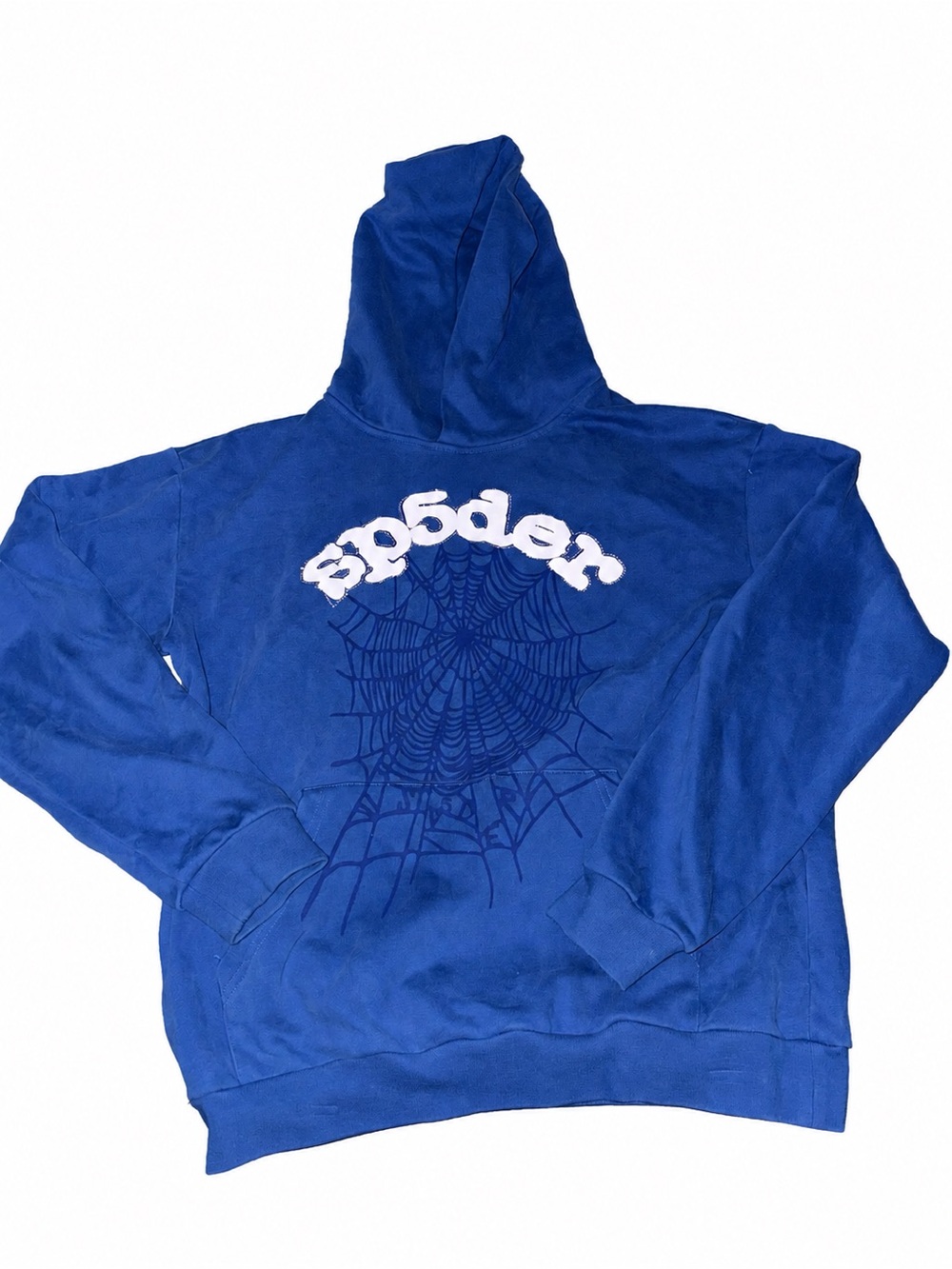 Bold Spider Web Graphic Blue Hoodie by spøder